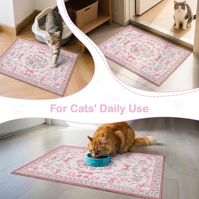 Unicorn Catcher Cat Litter Mat Non-Slip Bottom Litter Box Mat Urine-Proof Soft Litter Mat for Cats Waterproof Pads Protects Floors Cat Mat for Litter Box