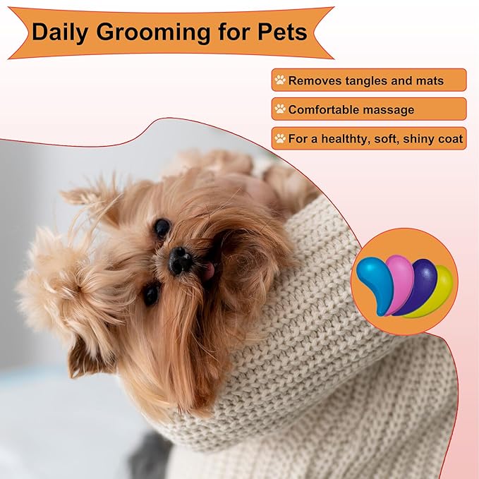 Puppy Brush - Soft Dog Brush - Perfect for Yorkie, Shih Tzu, Maltipoo & Maltese Grooming - Gentle Hair Remover for Easy Pet Grooming at Home (Orange)