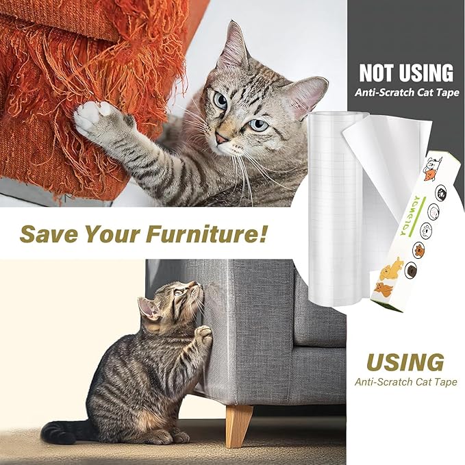 Anti-Cat Scratch Furniture Protector, Flexible Sticky Couch Corner Guard, Thicken Vinyl Cat Scratch Tape (316" x 11.8")