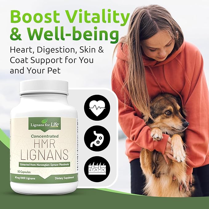 Lignans for Life HMR Lignans for Dogs I Vitamin for Healthy Pet | Wellness Supplement | Nutritional - 90 Capsules I 40mg