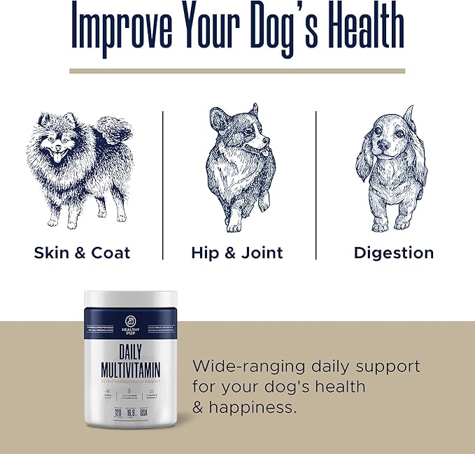 Dog Multivitamin Supplement - 120 Soft Chew Dog Vitamins and Supplements with Omega, Probiotics, Glucosamine, and More - for Small, Large, and Senior Dogs