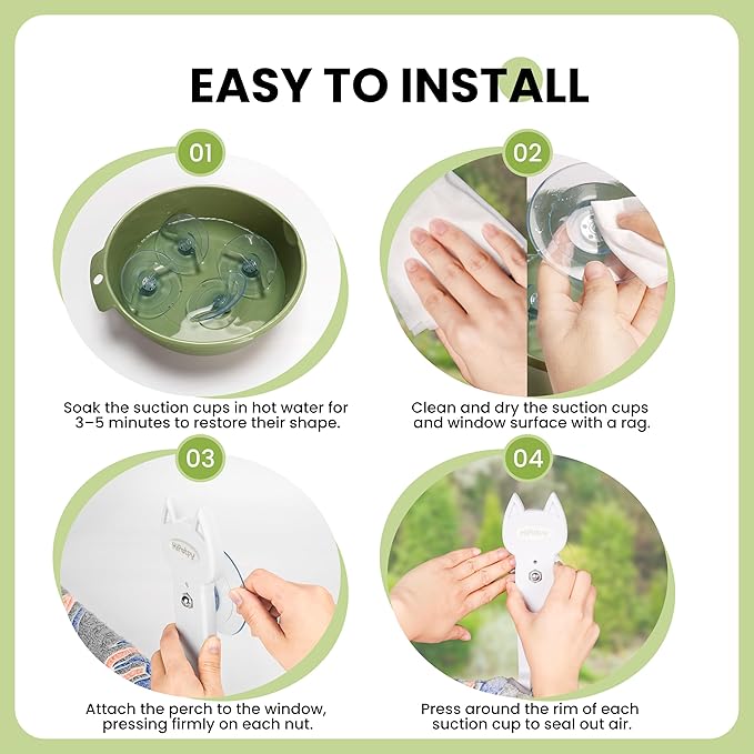 HiPetpy 4 Pack Cat Window Perch Suction Cups, Strong Adhesive Replacement PVC Suction Cups with Screws for Foldable & Cordless Cat Window Hammock Seat, Holds Up to 40 lbs