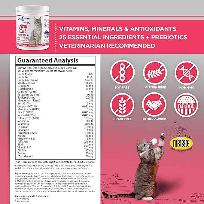 Vital Planet - Vital Cat Multi Vitamin Mineral and Antioxidant Powder for Cats 75 gram 30 Servings