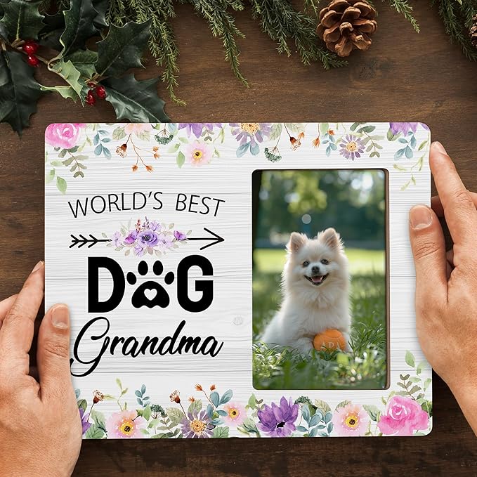 Dog Grandma Picture Frame Gifts, Love Gift for Dog Grandmother, World’s Best Dogs Grandma Frames Fits 4x6 Photo