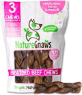 Nature Gnaws Braided Beef Chews for Dogs 5-6" (3 Count) - Long Lasting for Small and Medium Dogs - Natural Beef Gullet Jerky Dog Chew Treats