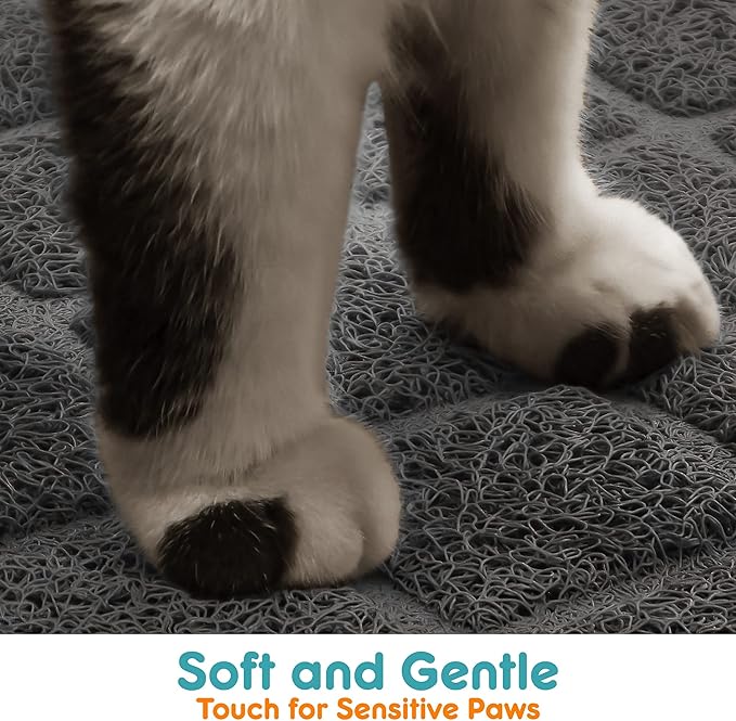 Conlun PVC Cat Litter Mat 24x15 Inch Grey, Non-slip, Less Waste Cat Litter Box Mat, Soft on Kitty’s Paws, Urine Waterproof