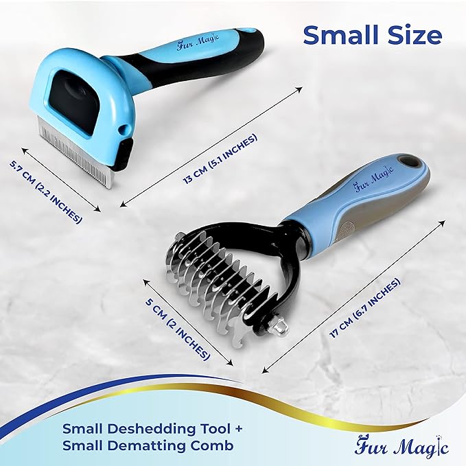 Fur Magic Large Deshedding Tool & Dematting Comb – Grooming Brushes for Dogs, Cats, Horses – Reduce Shedding and Remove Knots, Mats and Loose Undercoat