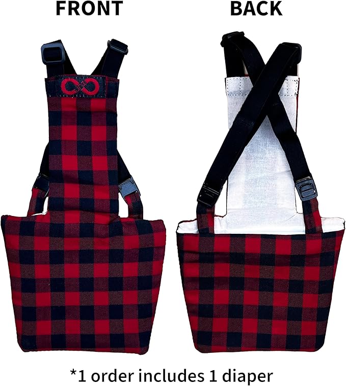 Chicken Diapers Duck Diaper Diaperalls for Hens, Roosters, Ducks, Ducklings - Reusable, Adjustable by Uni Infinity (Buffalo Plaid, Chicken Small, 1, Count)