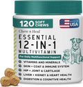 12-in-1 Dog Multivitamin Soft Chews, 120 Count - Vitamins & Supplements, Glucosamine Chondroitin, Probiotics, Omega 3 - Hip & Joint, Skin & Coat, Immune Support for Puppy & Senior Dogs - Chew + Heal