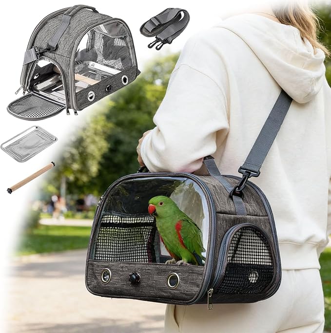 Portable Bird Carrier, Small Bird Travel Cage Carrier for Small Medium Parrot, Lightweight & Breathable Bird Cage with Zipper for Vet Visit Shopping and Outdoor Adventure (Color A)
