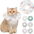 Soft Cat Cone Collar, Cute Cats Recovery Collar Suitable for Small, Medium, Large cat,Elizabethan Neck Collar for Cats After Surgery (Rainbow, Large)