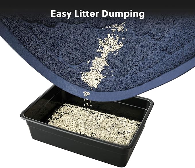 WePet Cat Litter Box Mat, Kitty Premium PVC Pad, Durable Trapping Rug, Phthalate Free, Urine-Resistant, Scatter Control, XXL 47 x 36 Inch, Blue