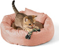 XXS Round Donut Cat Bed 18 Inch - Small Washable Cute Cat Bed for Indoor Cats, Cozy Soft Pet Bed for Crate, Carrier, Catio, Playpen, Wall Shelve, Replacement Cushion for Cat Desk Perch, Red