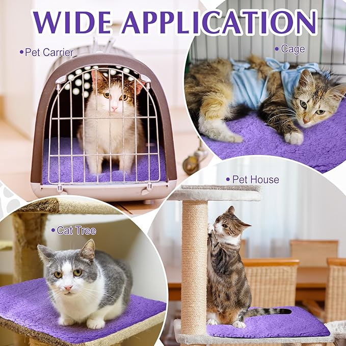 4 Pack Self Warming Cat Pads Self Heating Cat Mat Washable Homeless Dogs Thermal Pads Kennel Pad Reflects Body Heat Warm Crate Bed Mat for Indoor Outdoor Pet(Purple,16 x 20 Inch)