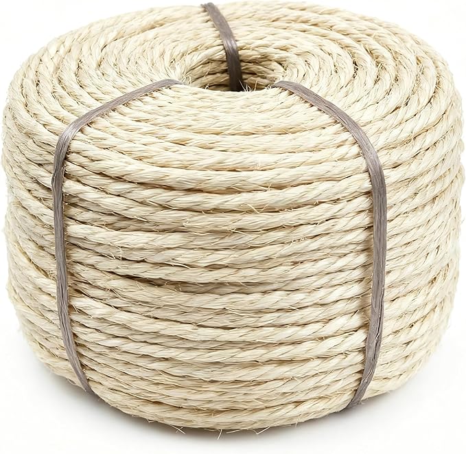 164Ft Sisal Rope for Cat Tree & Scratching Post Replacement, Scratcher Rope to Refresh Cat Furniture, Durable Cat Scratching Rope