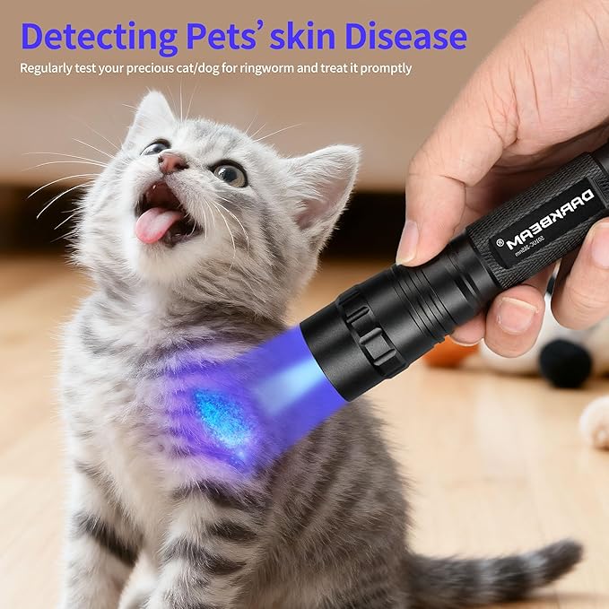 DARKBEAM UV Flashlight 365 nm Light Blacklight, Mini Powerful Wood’s Lamp USB-C Rechargeable, LED 10W Ultraviolet Flashlights Pocket Pet Urine Detector for Mineral, Uranium Glass, Resin Curing