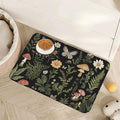 Red Mushroom Pet Feeding Mat,Fern Herb Butterfly Absorbent Quick-Dry Cat Dog Food and Water Bowl Mats,Non-Slip Rubber Backing Mat,Cat Dog Accessories Supplies 16"x24"