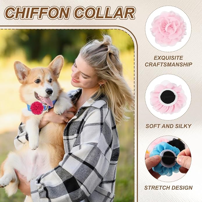 Dog Collar Flowers, Pet Flower Charms Soft Chiffon Cat Collar Bow Tie Floral Grooming Supplies, Intended for Dog