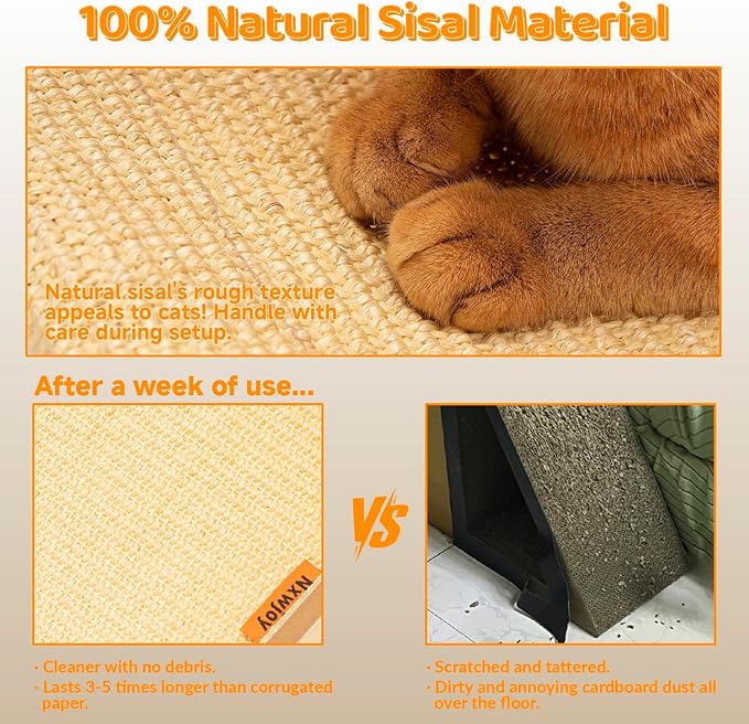 Cat Scratcher Sisal Cat beds for Indoor Cats Extra Large Scratchers for Adult Cat Scratch Pad for Cats Scratching Board Cat Bed Hammock Lounge with Ball Toy