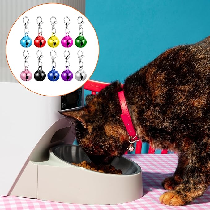 10 Pcs Dog&Cat Collar Bells, 1.30 Inch Mini Pet Bell, Small Bells for Dog Collars, Glossy Anti-Lost Training Bell for Puppy Kitten Collars Pendant Accessories (Multicolored)