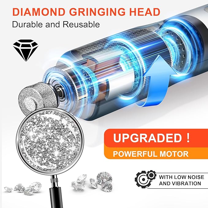 7-Speed Dog & Cat Nail Grinder with Light - Ring LED Safe to Avoid Overcut, Quiet Low Vibration & Powerful Fast, Cordless Rechargeable Toenail Trimmer for Small & Large Puppy & Breeds Paws(Blue)