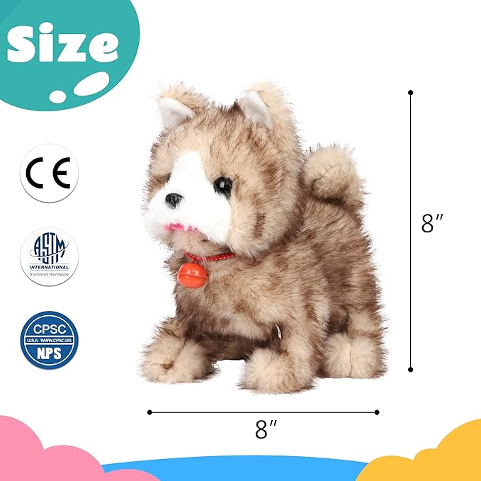Cuteoy Walking Yellow Cat Stuffed Animal Talking Wagging Nodding Educational Plush Kitty Toy Electric Interactive Animated Plushies for Girls Boys Birthday