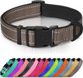 Joytale Reflective Dog Collar, Soft Neoprene Padded, Metal D-Ring, Nylon Pet Collar Adjustable for Medium Dogs, Brown, Medium