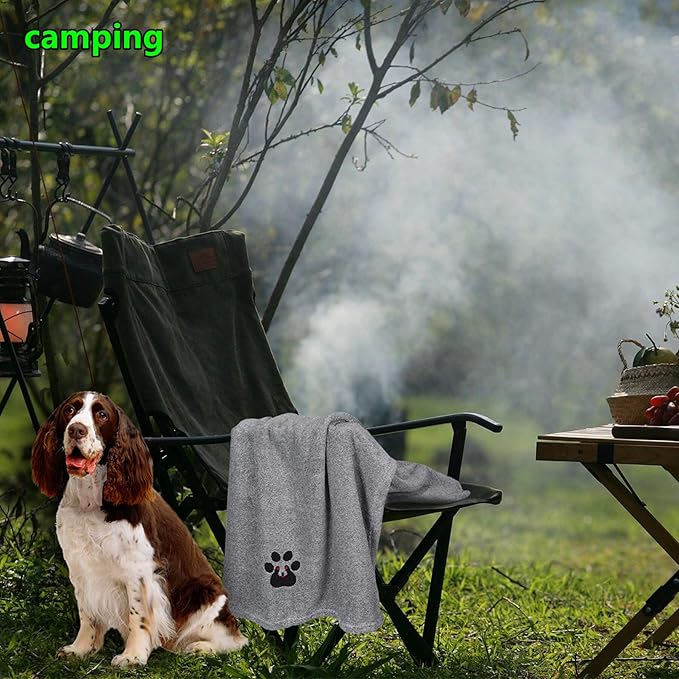 Dog Towel Super Absorbent Soft Microfiber Pet Bath Grooming Towels for Drying Dogs and Other Pets (M-36" * 28", Grey)