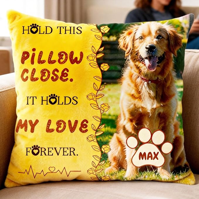 Photo Pet Memorial Throw Pillow | Personalized Custom Pillow, a Warm & Comforting Gift for Remembering Beloved Dogs and Cats