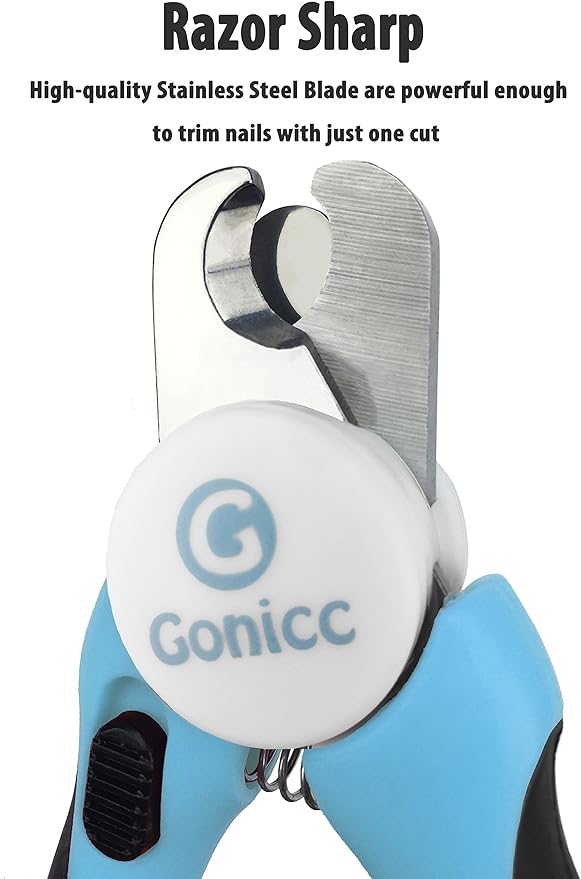 gonicc Professional Small Dog and Cat Nail Clippers Sharp Stainless Steel Pet Nail Trimmers(with Free Nail File in Handle), for Rabbit, Small Animal, with Safety Guard to Avoid Overcutting