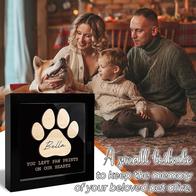 Pet Memorial Gifts for Loss of Dog, Paw Print Frame Remembrance for Dogs Cats, Pet Memorial Ornament, Dog Sympathy Keychain, Loss of Animal Sympathy Card, Remembrance Gift for Cat Lovers FF641