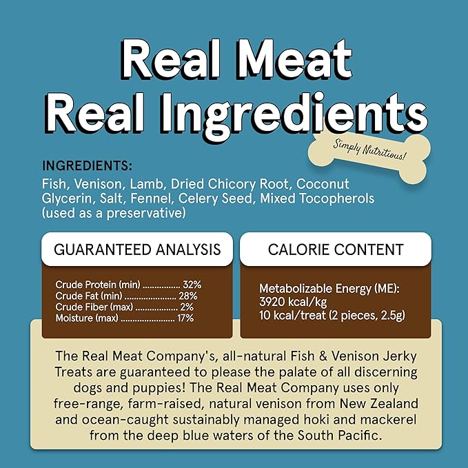 TRMC Real Meat Dog Treats - Two 12oz Bag of Bite-Sized Air-Dried Fish & Venison Jerky for Dogs - Grain-Free Jerky Dog Treats Made up of 95% All-Natural, Free-Range Venison & Ocean-Caught Fish