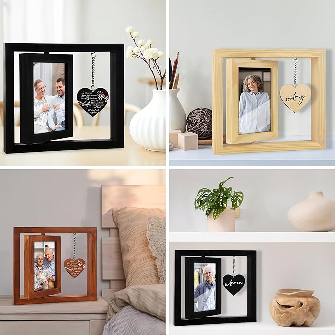 Father's Day Gift Rotating 4x6 Picture Frame Sympathy Gifts Loss of Loved One Mom Dad Grandma Husband Auntie Friend Those We Love Keepsake Table Remembrance Funeral Decor In Memory Idea Gift HR3-B