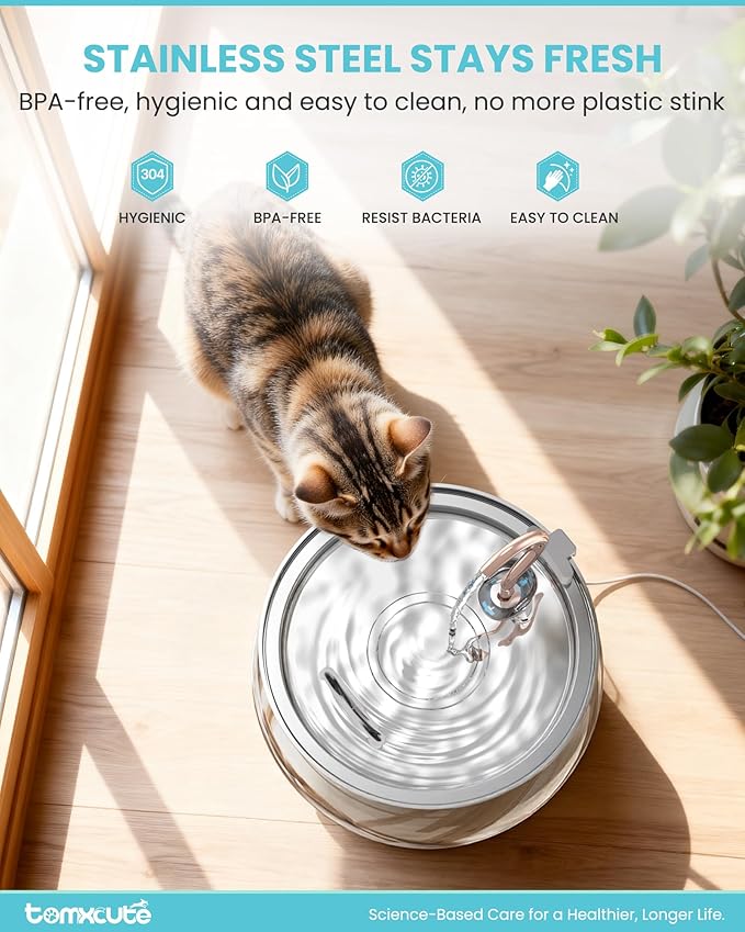 Tomxcute Swan Neck Cat Water Fountain - Elegant Swan Neck Copper Spout Design Cat Fountain for Drinking, 4.0L Large Capacity Ultra Quiet Kitty Drinking Fountain for Cats, Small Dogs, Multiple Pets
