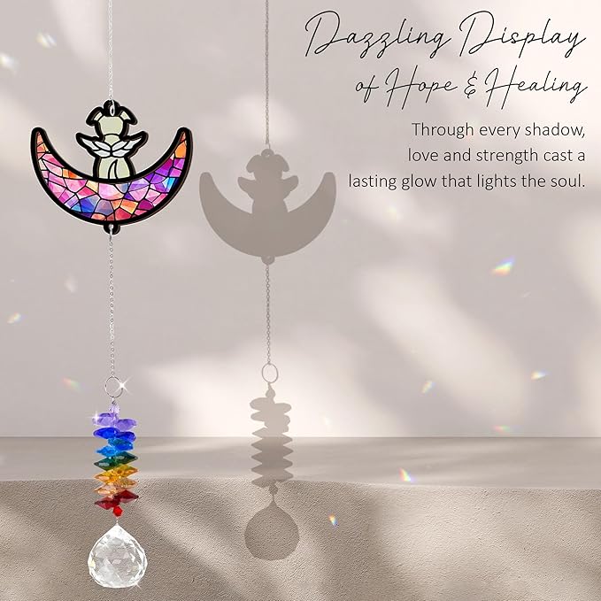Pet Memorial Suncatcher - Dog & Rainbow Moon - Pets Loss Gift - Heartfelt Dog Suncatcher - Sympathy Paw Print Gifts - Remembrance Keepsake - Mother's Day for Dog Mom Dad