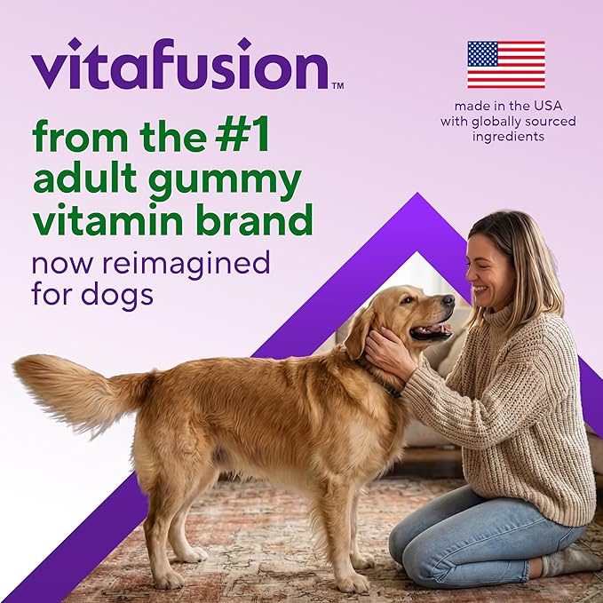 VitaFusion Probiotics for Dogs, Gut & Digestive Health Support with Colostrum & Quercetin, Immune & Seasonal Allergy Support, Superfood Vitality Blend, Beef Flavor120 Soft Chews.