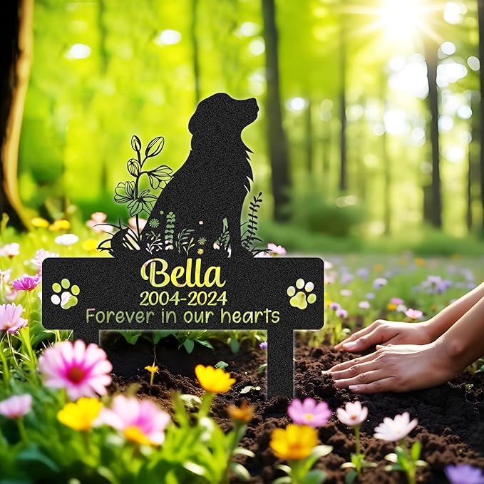 Personalized Pet Graves Marker Dog, Custom Pet Headstone, Waterproof Memorial Plaques for Outdoor, Pet Cemetery Markers Yard Decor, Memorial Garden Stakes, Dog Memorial Gifts for Loss of Dog Color06