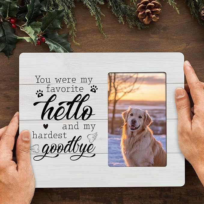 Pet Memorial Gifts for Dogs Remembrance Picture Frame, Loss of Dog Sympathy Gift, My Hardest Goodbye Frames Fits 4x6 Photo