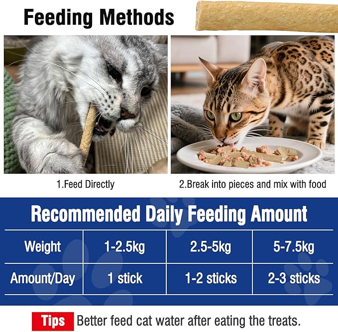 150g Freezed Dried Cat Dental Treats Chicken Flavor, Cat Chew Stick for Freshens Breath and Reduce Tartar, Feline Teething Sticks Cats Treats Snack