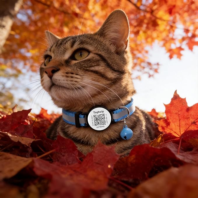 3 Pack -smart ID tag with Breakaway Cat Collars with Bell Reflective Strap, Lightweight Kitty Kitten Collars Pink Blue Collar for Female Girl Cats Male Boy Cats(Black & Blue & Pink)