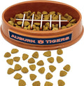 NCAA Super-Bowl - Auburn Tigers Slow Feeder Dog Bowl. Football Design Slow Feeding Cat Bowl for Healthy Digestion. Non-Slip Pet Bowl for Large & Small Dogs & Cats