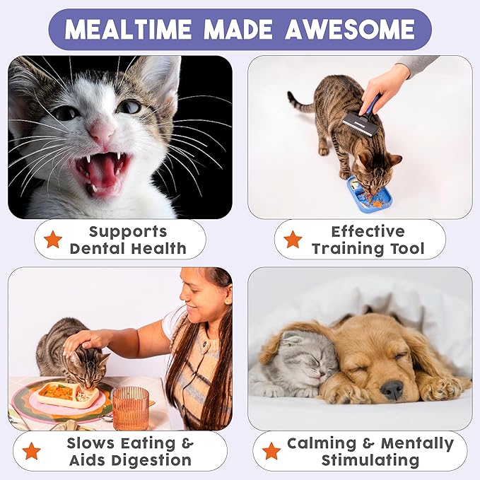 Awoo Sardina - Silicone Dog & Cat Lick Mat + Slow Feeder with Suction Cups - Non-Slip, Dishwasher Safe Pet Dish - Extends Mealtime for Fast Eaters & Reduces Anxiety - for Wet & Dry Food (Melon)