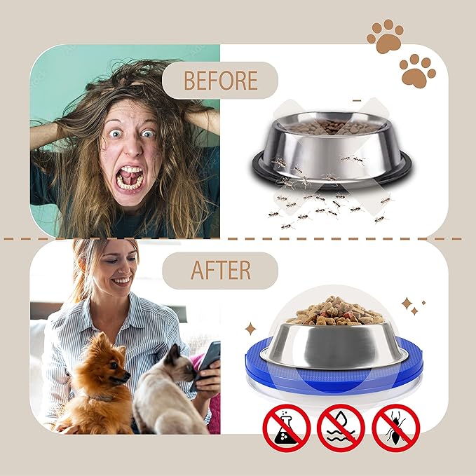 SoulThink® Ant Proof Cat Dog Bowl Tray - New Innovation Anti Ant Pet Food Dish Indoor No Chemical No Water Needed Different from Traditional Trap (Royal Blue)