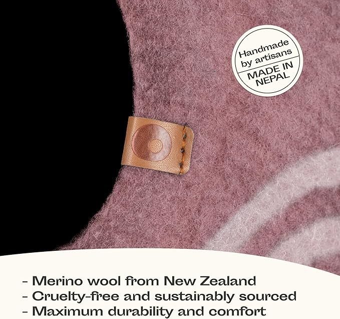 MEOWFIA Cat Cave – Premium Felt Cat Bed for Indoor Cats, Handmade Merino Wool (Gold Rose, Medium)