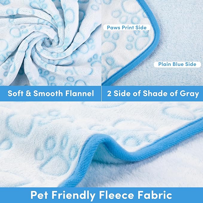 Stuffed 3pcs Premium Soft Dog Blankets for Medium Dogs, Cat Blanket Calming Washable for Bed Couch Crate Protection Cover, Dog Puppy Kitten Essentials Christmas Dog Gifts, 32 * 40 inches, Blue