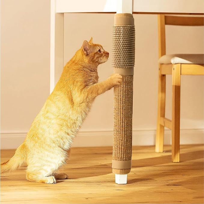 Navaris Cat Scratcher and Brush Table Leg Protector - Sisal Scratching Mat for Furniture Protection - Robust Cat Accessories to Protect Furniture - Scratch Pad for Indoor Cats