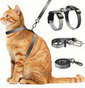 Cat Harness and Leash Set, 3-in-1 Escape Proof Adjustable, Comfortable Soft Lightweight, Safe, Easy to Wear, Walking Travel Kitten Harness for Small Medium Cats (Grey)