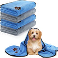 Fasmov 4 Pack Microfiber Dog Towels, 40"x 20" Large Pet Bath Towel, Microfiber Absorbent Towel Pet Bathing Supplies Quick Drying Paw Towel for Large, Medium or Small Dogs Cats Shower (Grey, Blue)