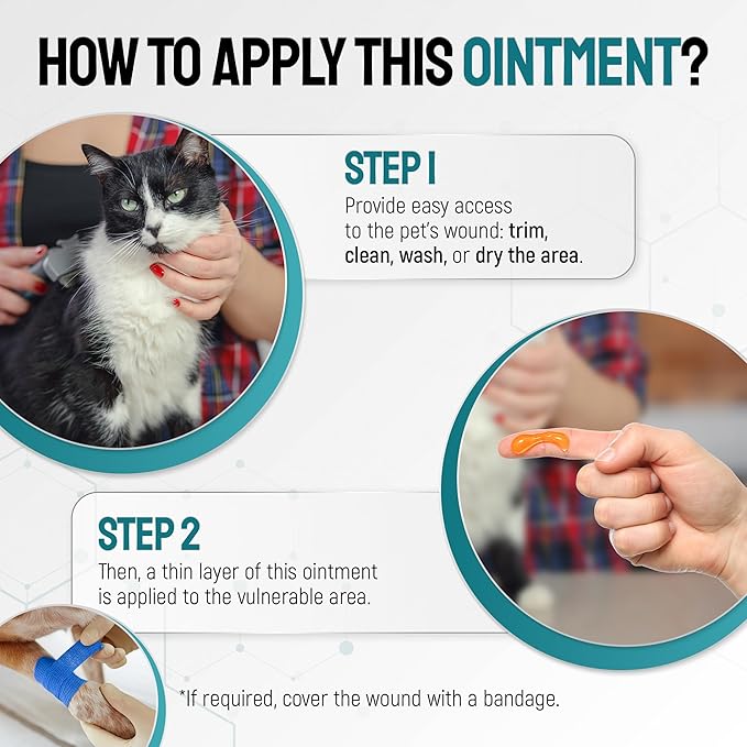 Dog Wound Care Ointment with Silver & Calendula – Aids with Scratches, Irritations, Bites – Feline & Canine Hot Spots Treatment in a Gel Form – Wound Antibiotic Ointment for Dogs & Cats in 2-oz Tube