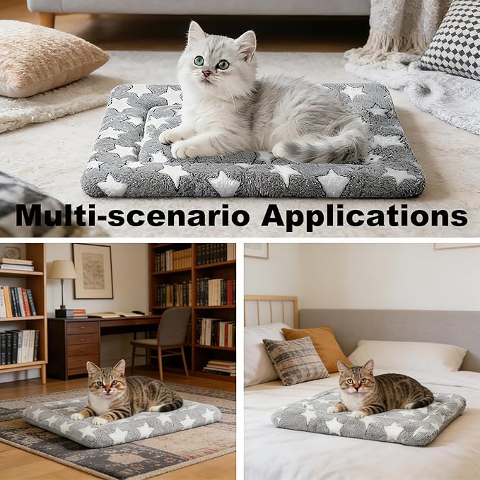 Dog Bed Mat - Soft and Comfortable Dog Kennel Cat Bed, Washable Dog Bed or Cat Bed, Suitable for Dog Crate Ped, Cat Cage BedGray, 18" L x 14" W x 1.5" Th